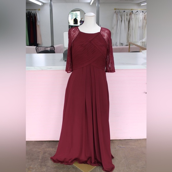 Azazie Wine Long Sleeve Gown - Picture 1 of 1